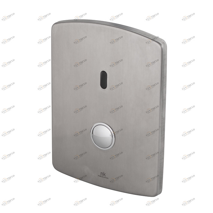 ИК Двойной сливной клапан для унитаза. Установка в сплошные стены. Включает батарею 9 В  Complementos sensor NOKEN 100190311  BRUSHED STAINLESS STEEL 