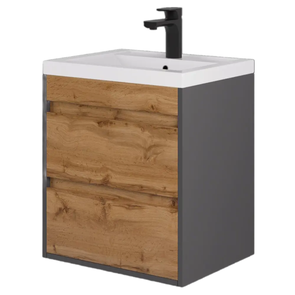 Тумба под раковину Wood 500 подвесная 46.5 см цвет коричневый 89406805 STLM-2204336 Santreyd
