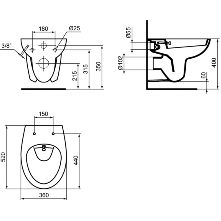 W705501 Подвесной унитаз с функцией биде Ideal Standard EUROVIT - Вид №3