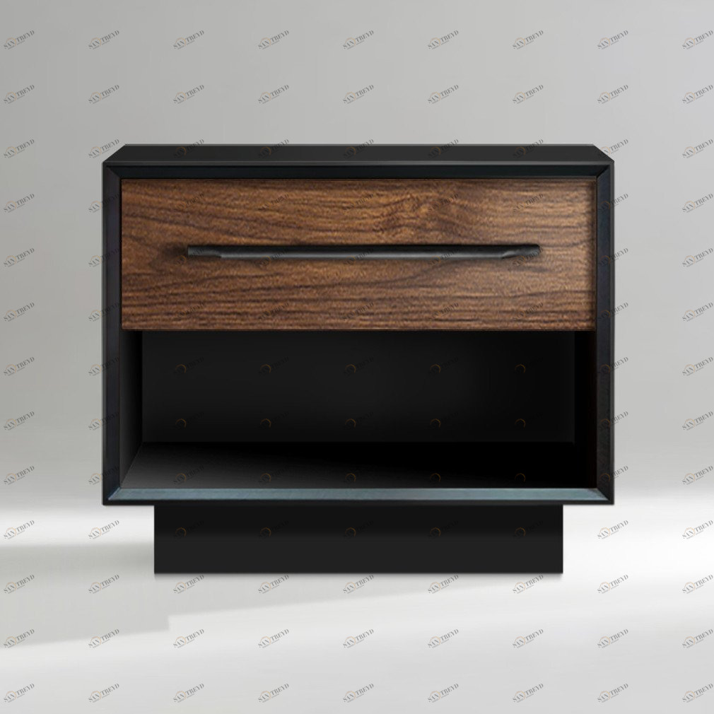 Прикроватная тумбочка с ящиком американский орех Garon ACWD GARON 00-3981959 Коричневый;черный 