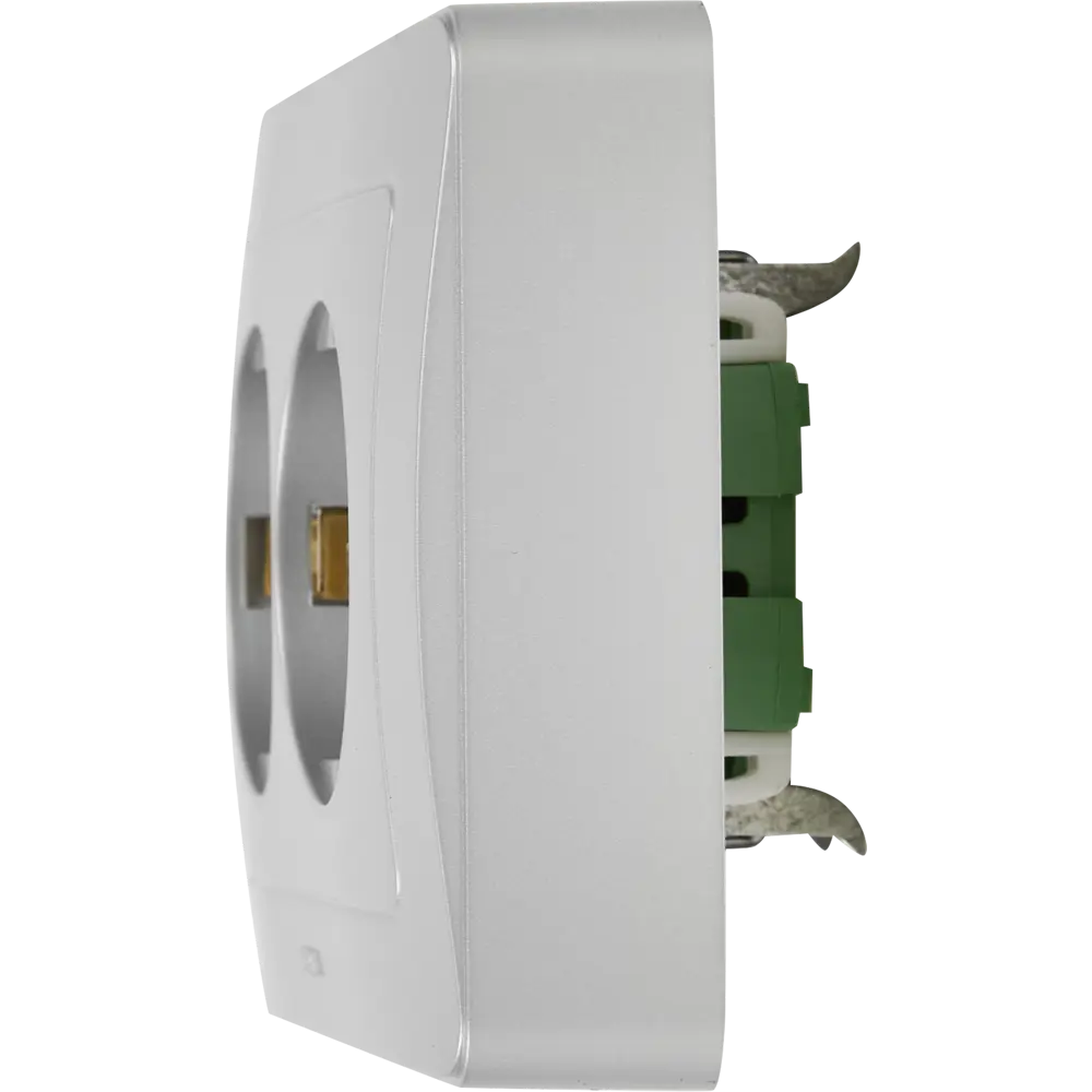 Розетка двойная встраиваемая Hegel Мастер с заземлением цвет серебро STLM-2032186 - Вид №4