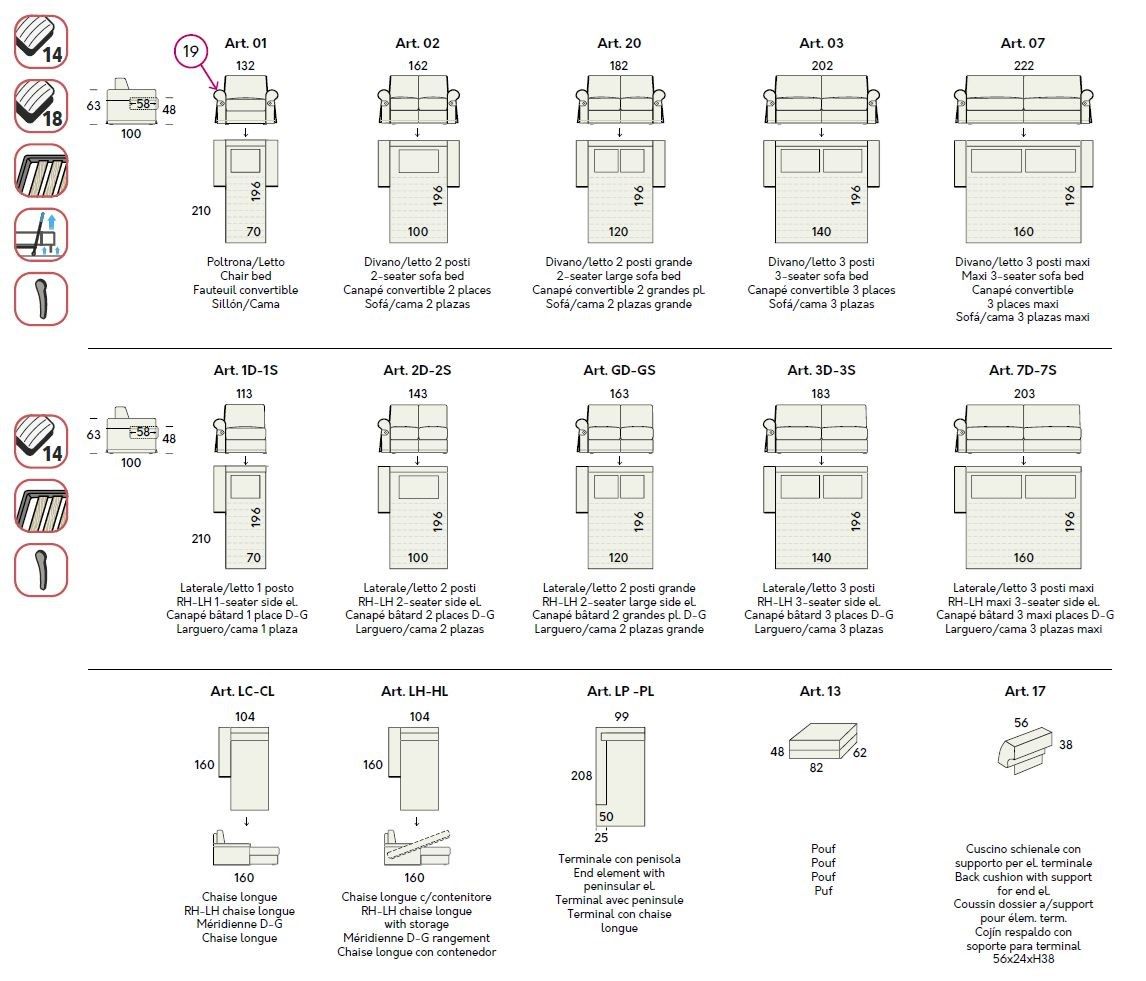 Двуспальный диван-кровать из ткани Felis Day &amp ARCH-00064023 - Вид №12