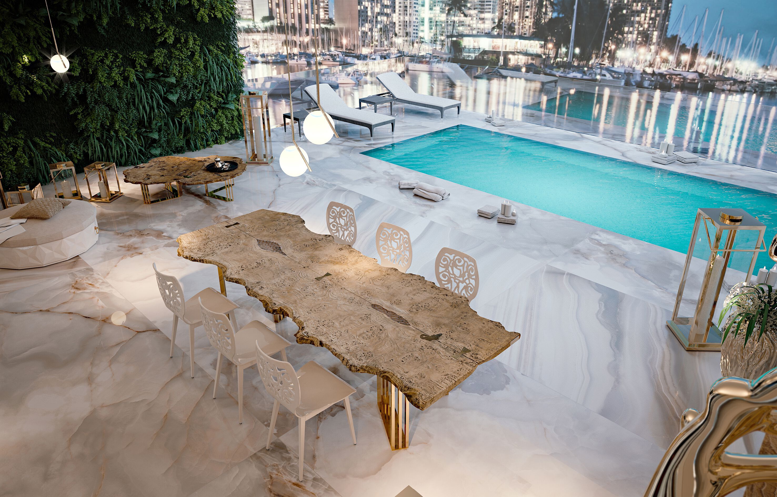 Прямоугольный обеденный стол из шиповника Bizzotto Italia Symphony-Infinity ARCH-00059954 - Вид №1