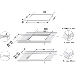 Варочная панель индукционная Indesit IB 65B60 NE 4 конфорки 59x51 см цвет чёрный 82597940 STLM-2042994