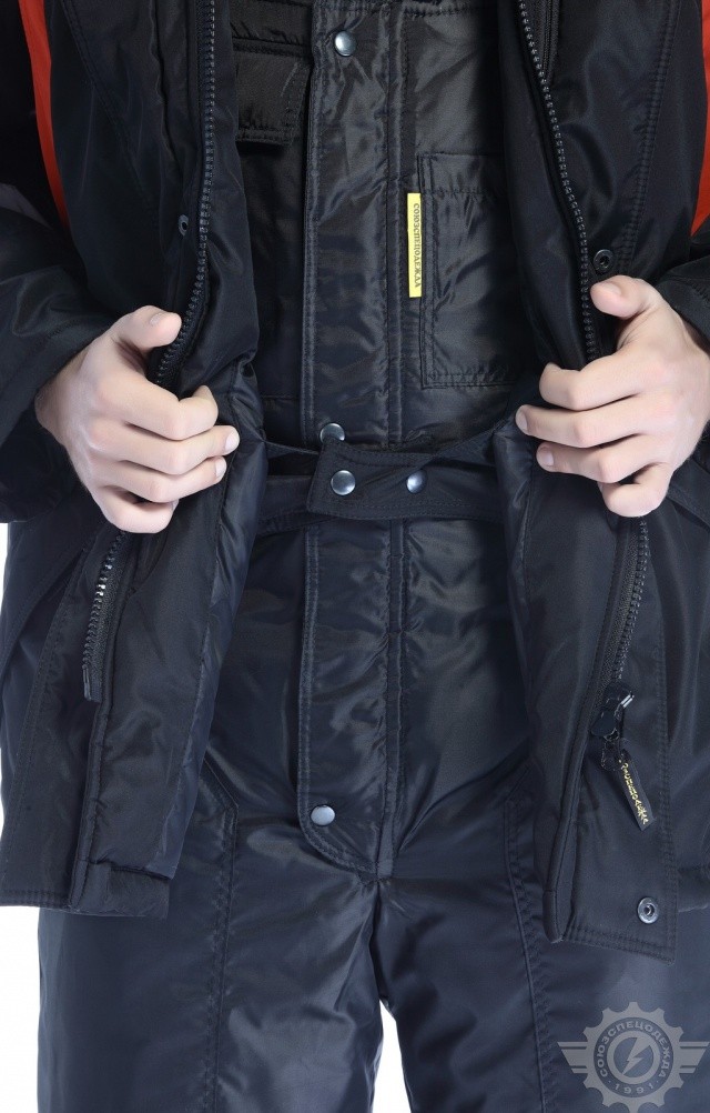 64516 Куртка "Марс" зимняя черно-красная с СВП  Зимняя спецодежда  размер 60-62/170-176  - Вид №6