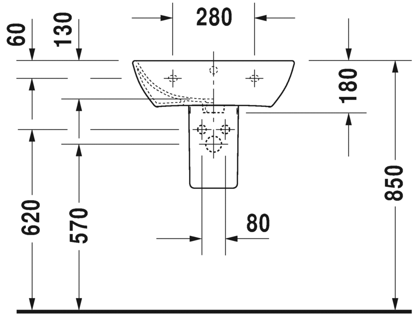 2335553200 Подвесная раковина настенная овальная Duravit ME BY STARCK - Вид №3