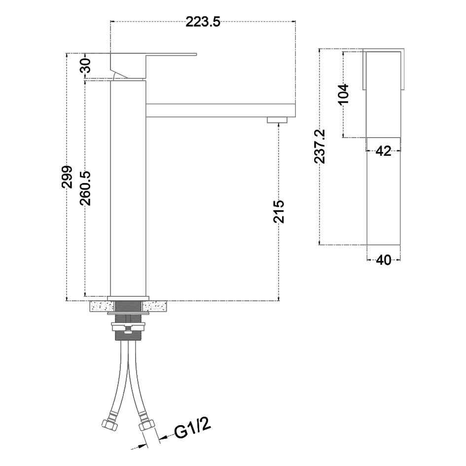 Смеситель д/ум MELANA-610202 Cubo нерж.сталь, однорычажный, сатин, литой излив - Вид №2