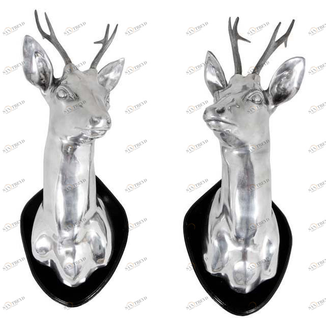 Статуэтки декоративные металлические 2 шт хром Stag Head EICHHOLTZ ОЛЕНЬ, ЖИВОТНЫЕ 059694 Хром 