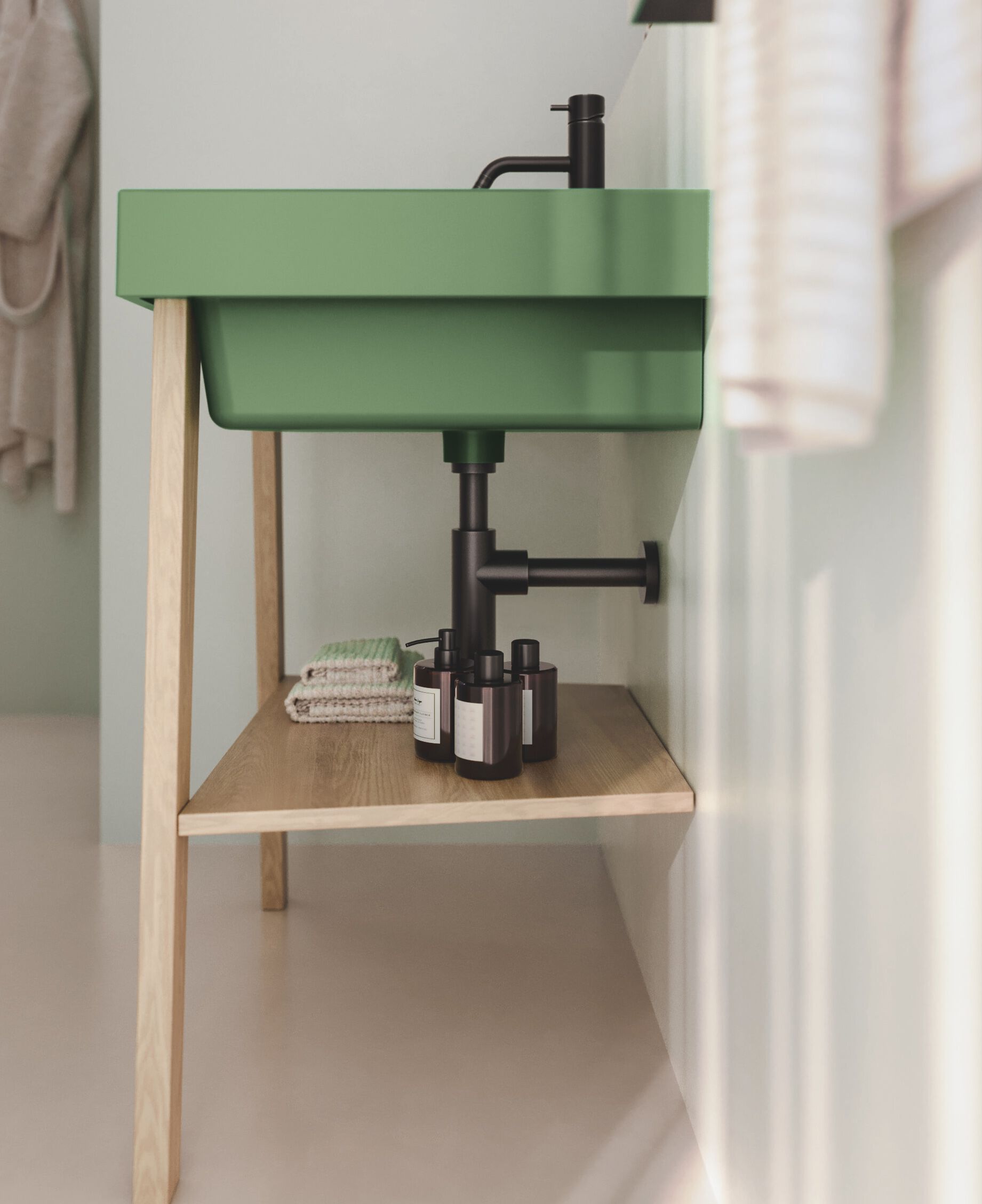 Консоль для умывальника из ясеня со встроенной раковиной COLAVENE Alaqua ARCH-00095076 - Вид №1