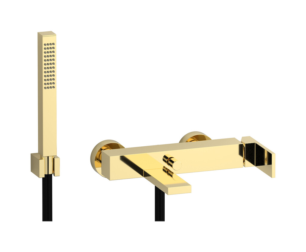Настенный смеситель для ванной в комплекте с душевым гарнитуром WE ARE IB ru250ii Pale Gold Rubacuori 