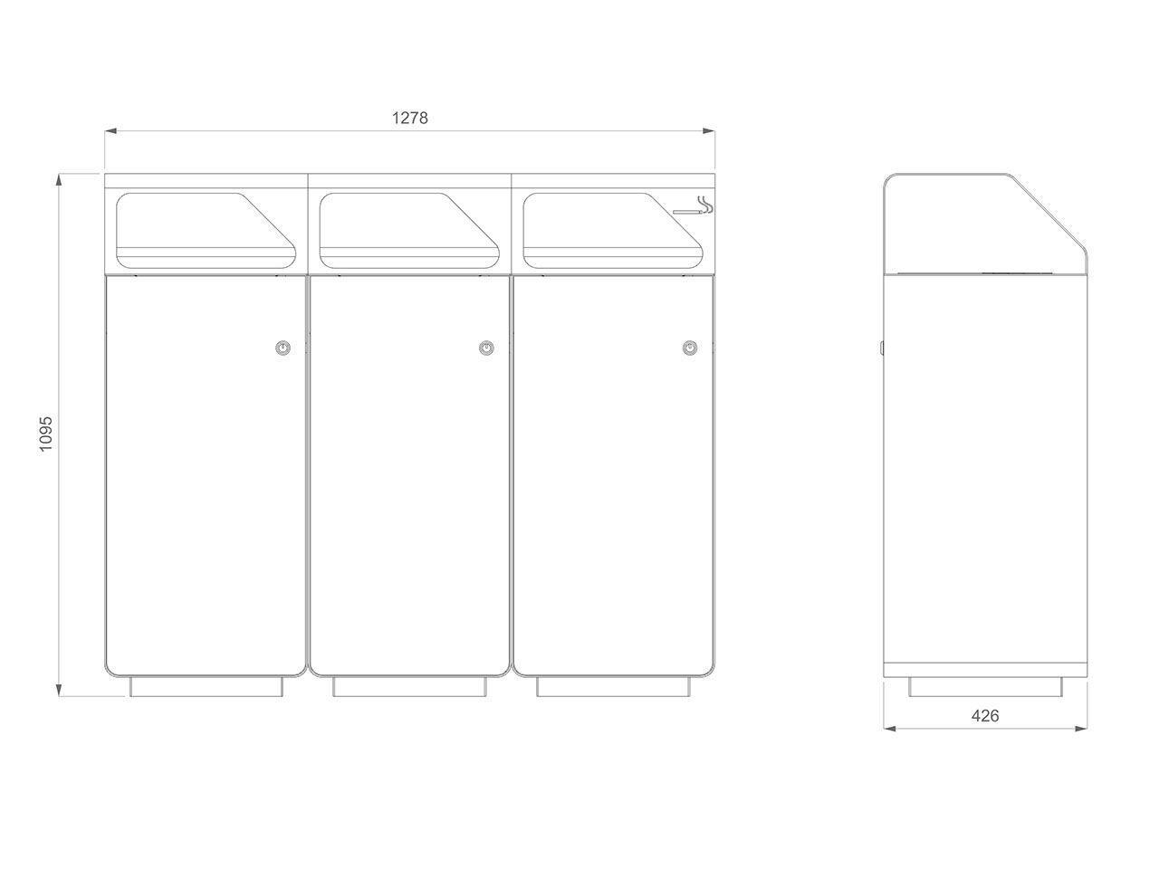 Держатель для мусора из листового металла для раздельного сбора Lazzari Майами ARCH-00114814 - Вид №1