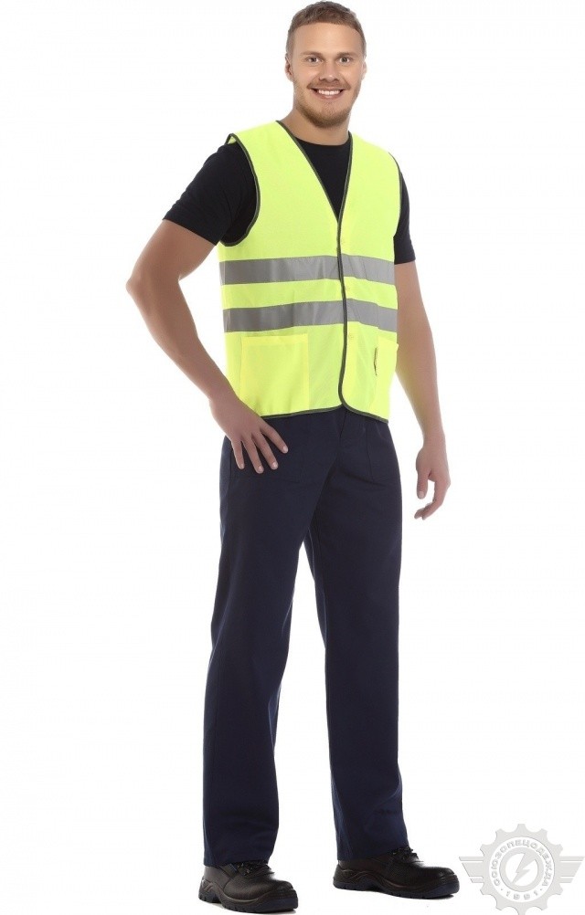 65703 Сигнальный жилет "Спектр" лимонный с СВП  Сигнальная одежда  размер 52-54 (XL) Спецодежда  - Вид №6