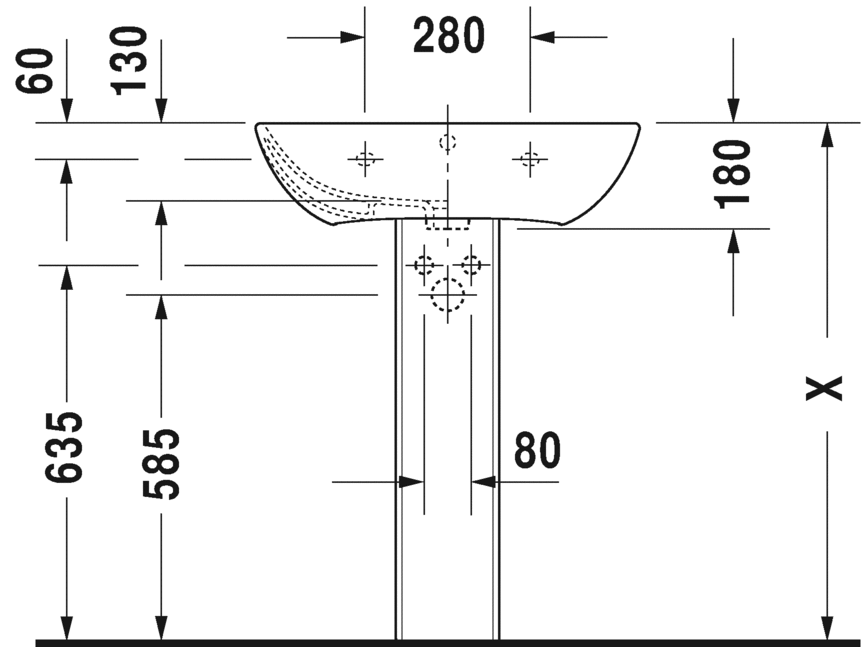 2335653200 Подвесная раковина настенная овальная Duravit ME BY STARCK - Вид №2