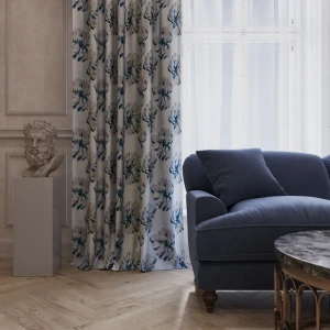 Штора на ленте Pataharu 140x280 см растения цвет серый