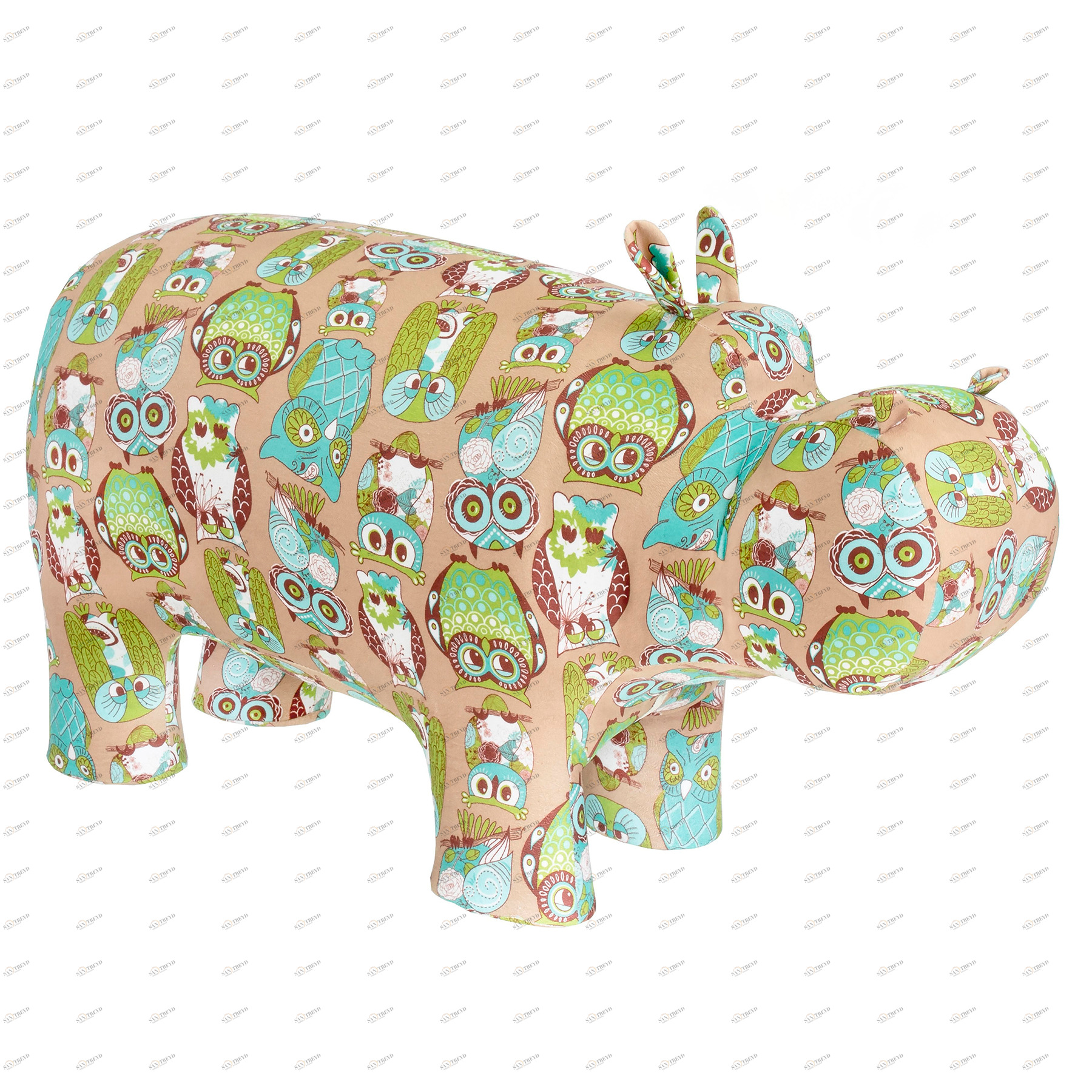 Пуфик детский зелено-коричневые совы "Бегемот", 97 см LESET  00-3833175 Разноцветный Santreyd 