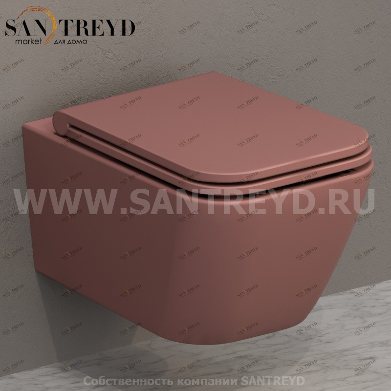 STS05FR Подвесной унитаз настенный Розовый Ceramica Globo STONE Италия