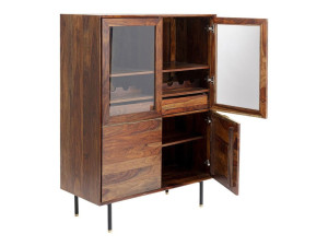 Деревянный и стеклянный барный шкаф