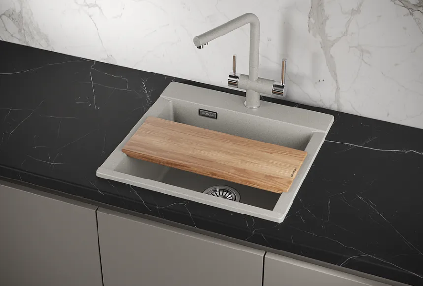 ES-5201, БАЗАЛЬТ, кухонная мойка, кварц, ESTETICA GRANULA 5201-ST167