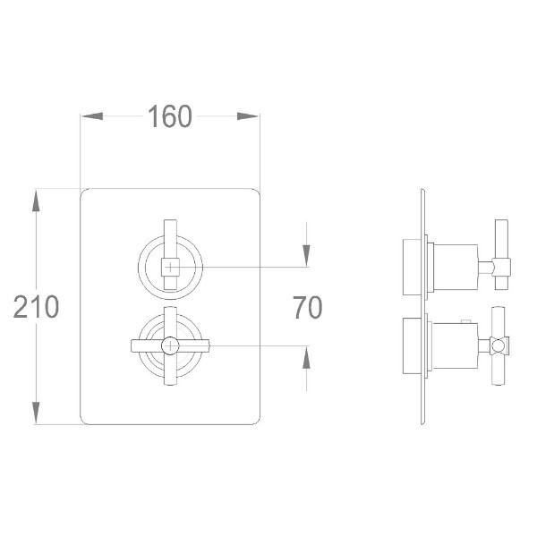 35.4250.3.10.00 внешняя часть термостатического сместителя с трёходовым переключателем, Cleo80, Fir Cleo 80 41158 - Вид №1