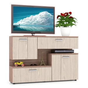90319135 Тумба под телевизор Мебельный двор 1364049 140x93x30 см ЛДСП цвет ясень шимо светлый/ясень шимо темный STLM-0182832