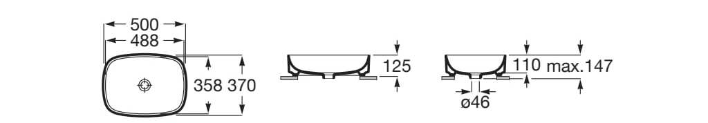 Керамическая столешница с одной овальной раковиной Roca Ona ARCH-00004145 - Вид №2