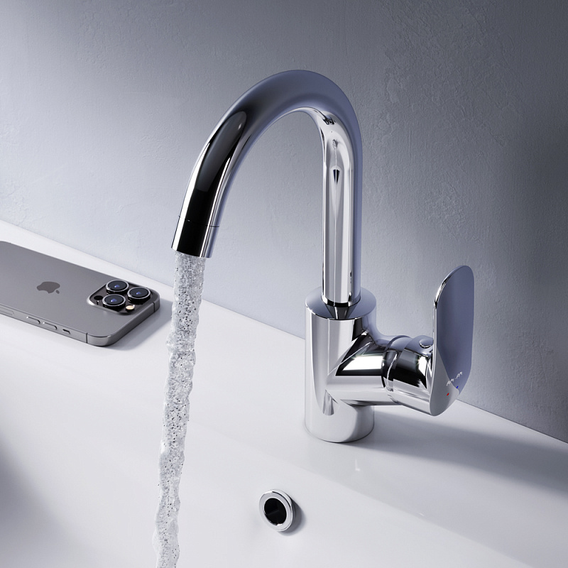 F8002700 смеситель для умывальника с поворотным изливом хром шт. AM.PM Like - Вид №1