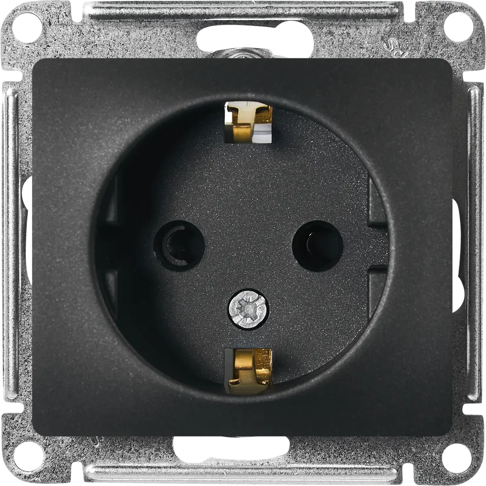 Schneider Electric Glossa - розетка с заземлением и защитными шторками антрацит 86710197 STLM-1513744