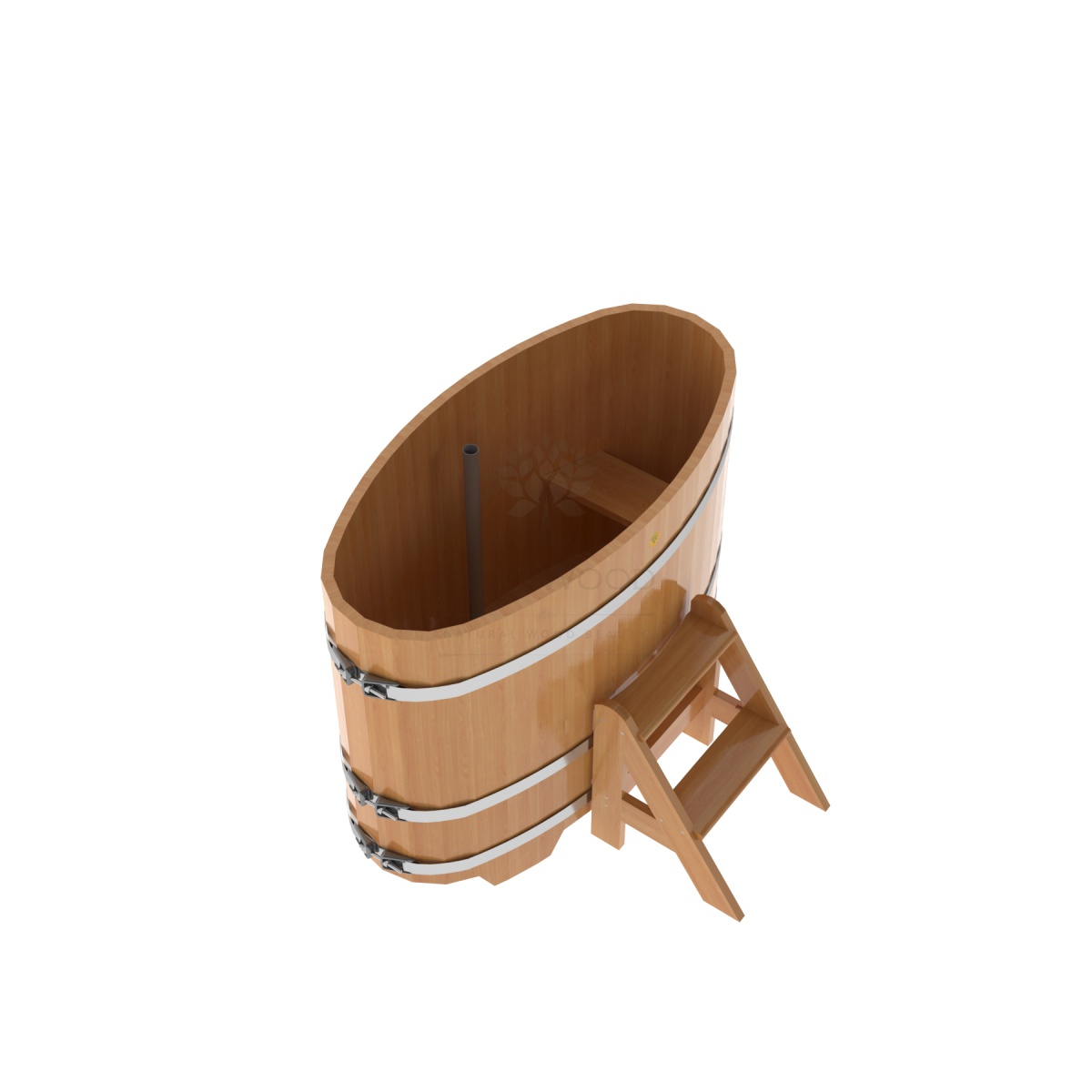 1133 Купель овальная из лиственницы 0,69х1,31х1,0 натуральная премиум Alyarus  - Вид №1