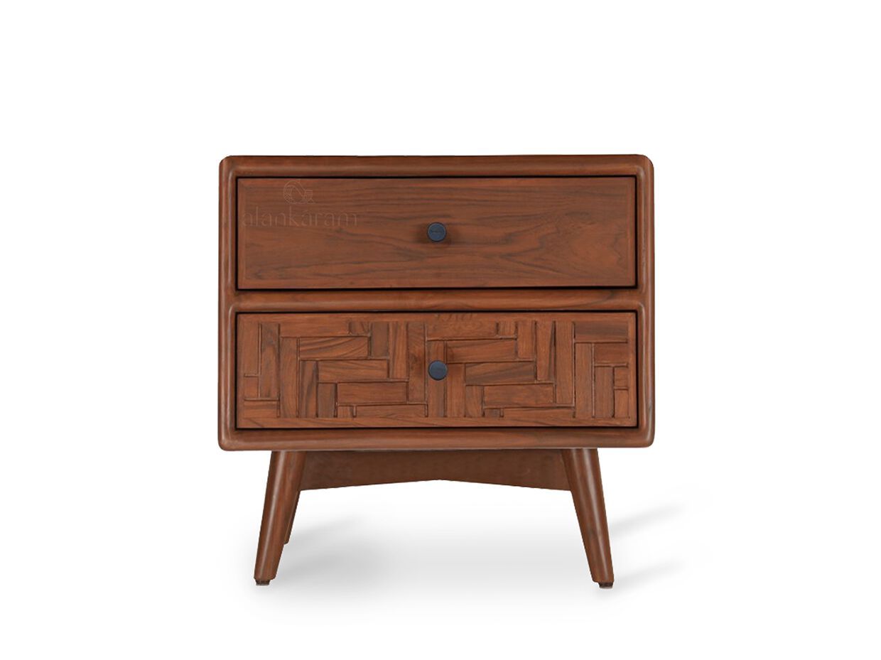 Тумбочка из тикового дерева с ящиками Alankaram PUSTAK DARAJ ARCH-00007591