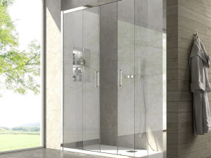 Алюминиевая и стеклянная угловая душевая кабина с раздвижной дверью