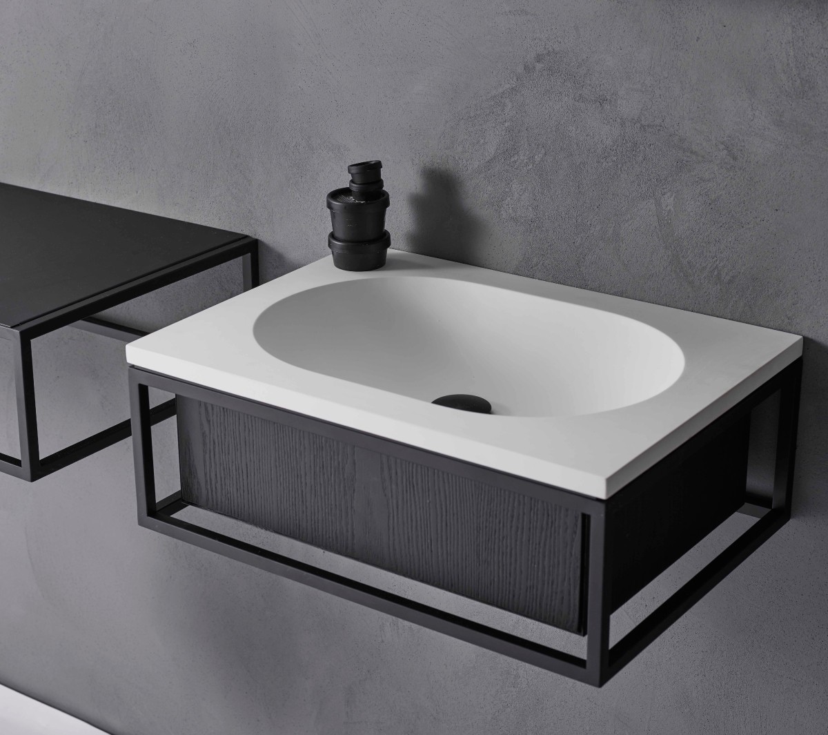 Ex.T Frame Умывальник с решеткой и тумбой comp-gl1-ss-cs - Вид №2