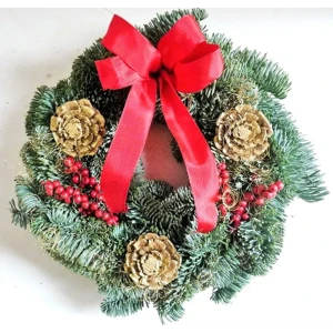 Венок рождественский с бантом