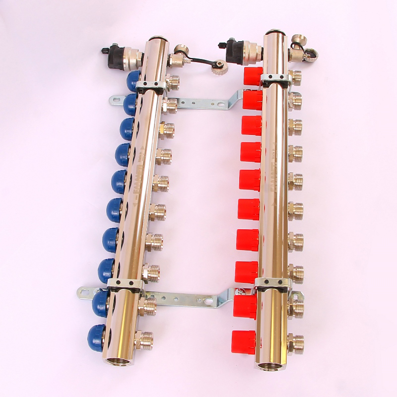 Коллекторная группа TOPWAY с регулировочными и термостатическими вентилями с резьбой под евроконус EMMETI 1"x3/4"ЕК 10 выходов 01298726 - Вид №2