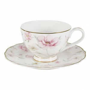 Чашка фарфоровая с блюдцем белая с розовым в подарочной упаковке "Розовый танец" ANNA LAFARG EMILY РОЗОВЫЙ ТАНЕЦ 00-3946862 Белый;розовый