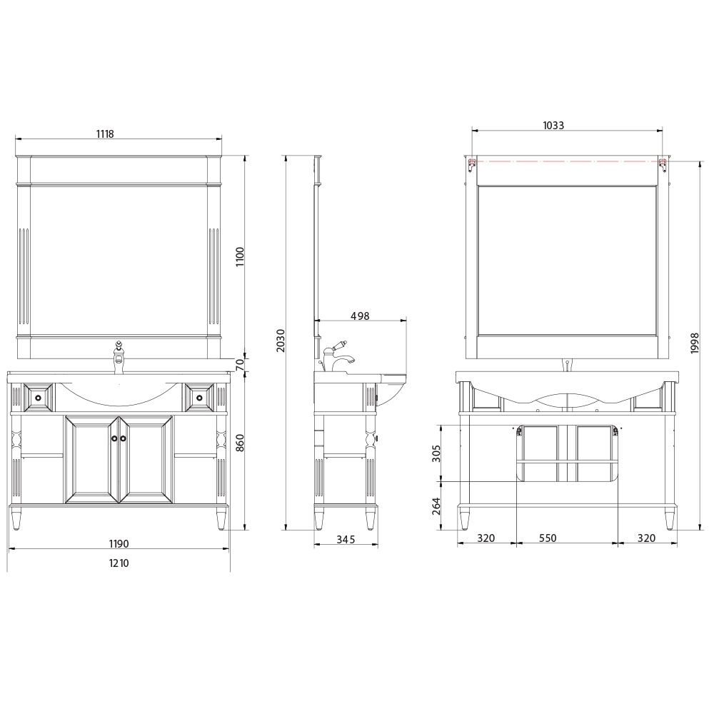 26746 Тумба под раковину Migliore Kantri  - Вид №1