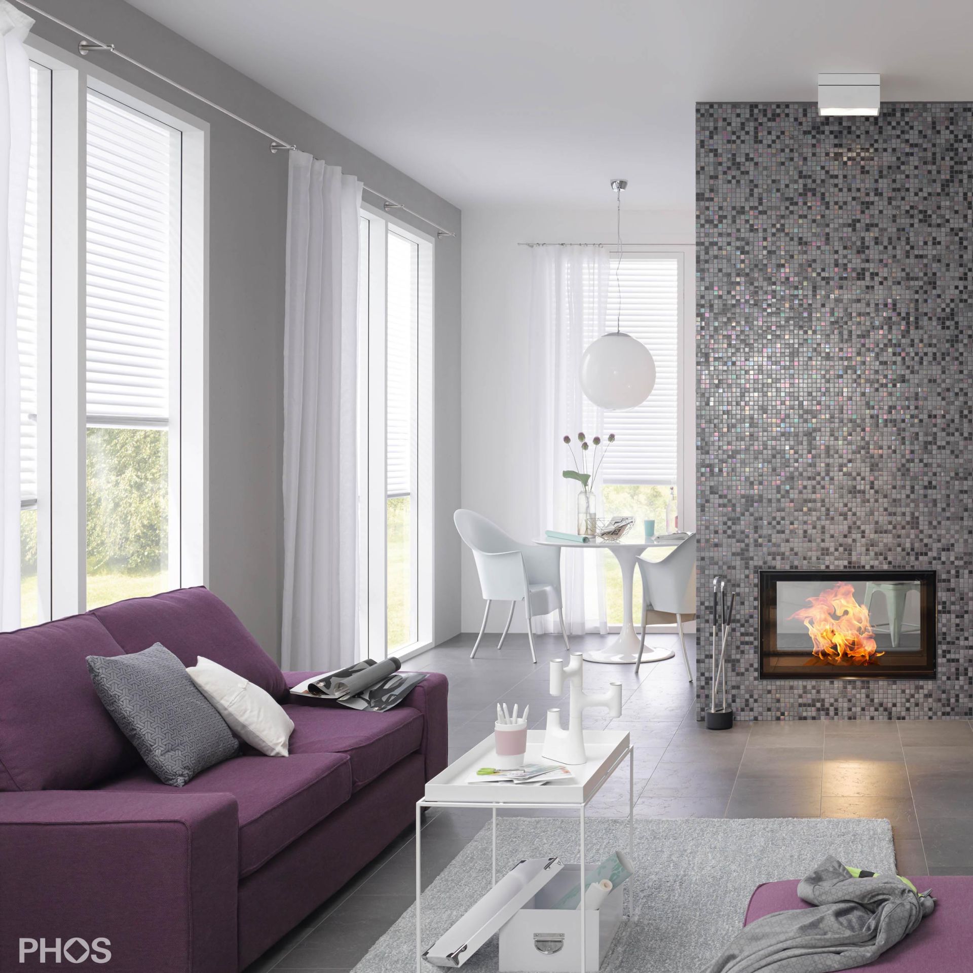 VS20-100-2200 Комплект карнизов: 220 см с 2 держателями и 1 держателем карниза в качестве центральной опоры (среднее расстояние от стены) PHOS  - Вид №3