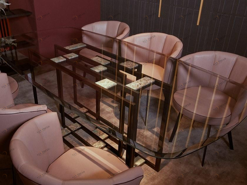 Borzalino Стеклянный стол с металлической структурой sun-id-1515126