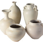 GWVE0002E Круглая белая ваза ijlbrown  - Вид №3