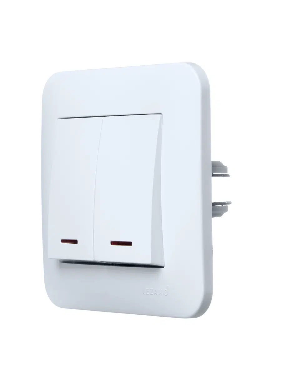 ASTI Выключатель двойной с подсветкой белый LEZARD 7081-0202-112