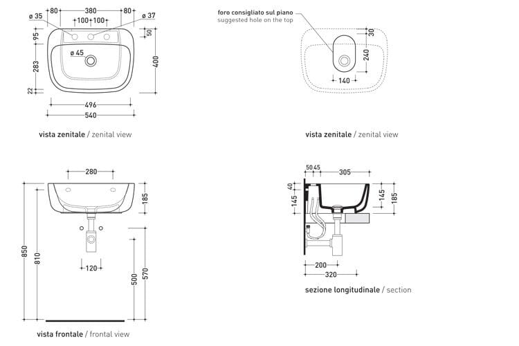 Керамический одиночный подвесной умывальник Ceramica Flaminia Mono' ARCH-00059686 - Вид №2