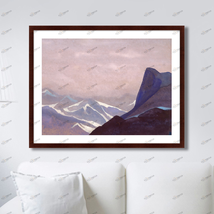 Картина в деревянной раме 42х32 см "Перевал Сугет, 1936 г." КАРТИНЫ В КВАРТИРУ  264839 Белый;розовый;разноцветный 