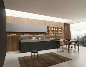 Кухня без ручек на заказ с полуостровом