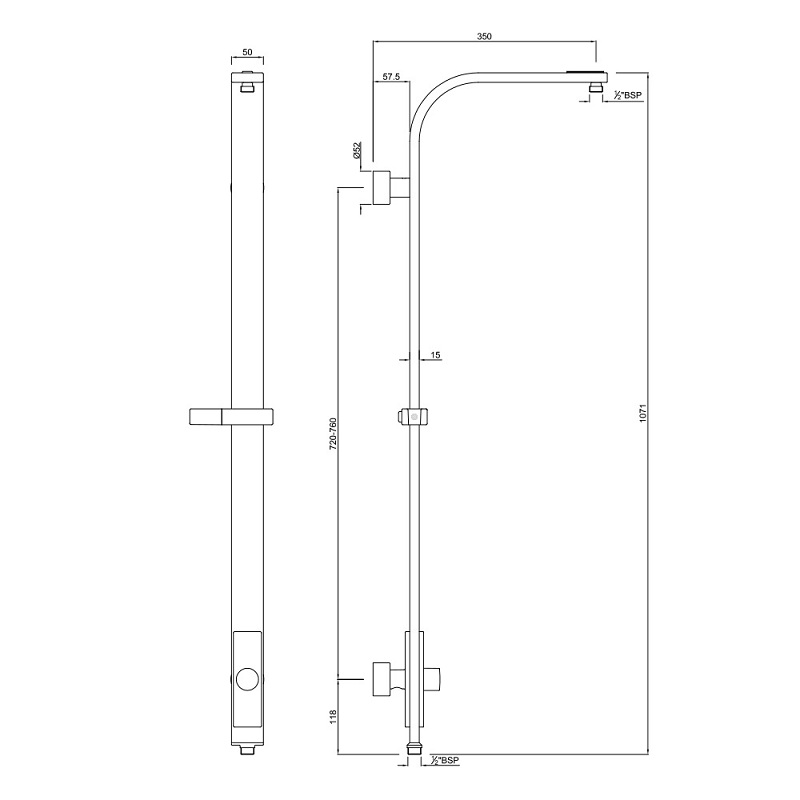 SHA-CHR-1215F Душевая штанга Jaquar Shower Pipe Santreyd  - Вид №1