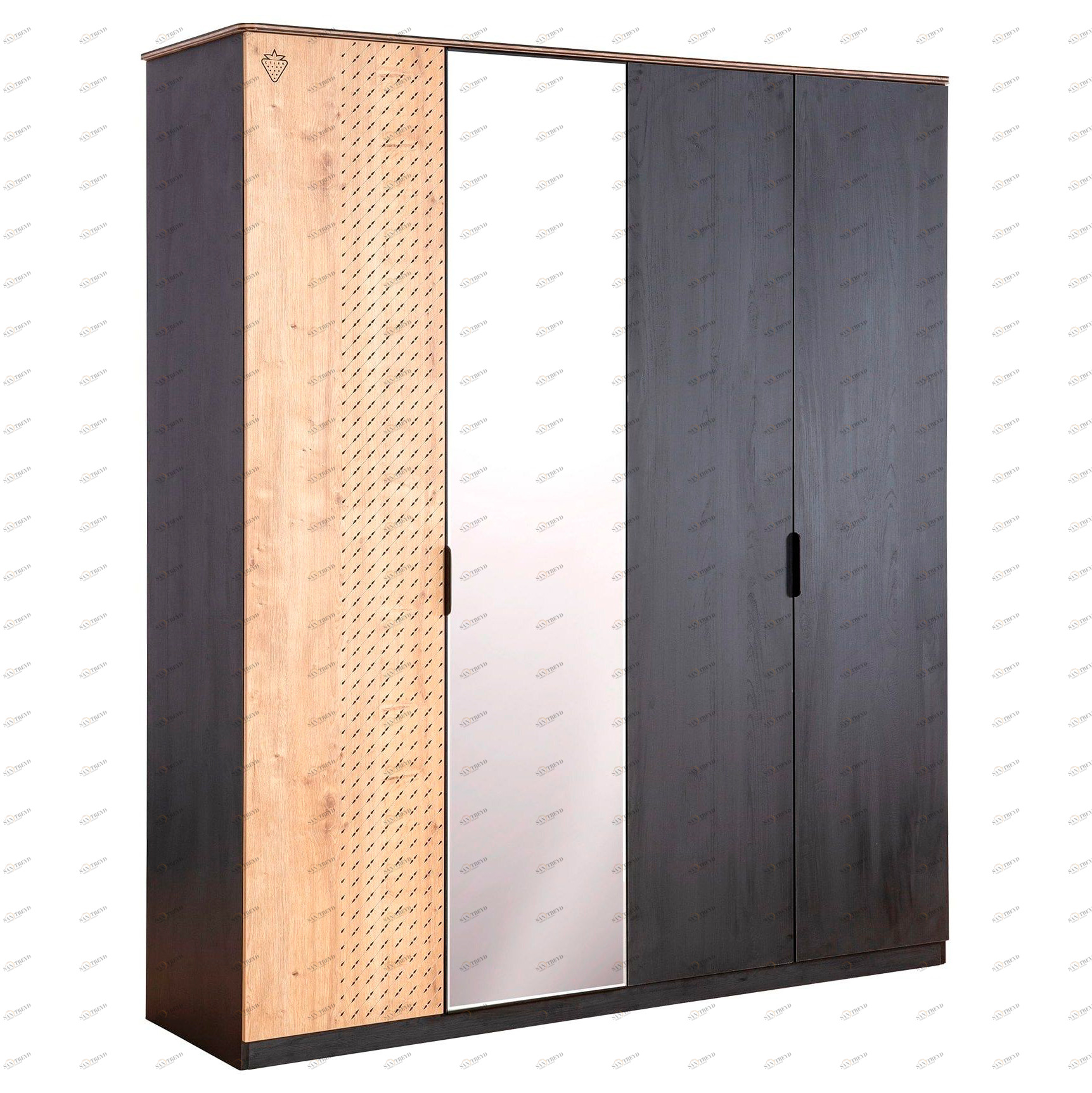 Шкаф четырехдверный с зеркалом черный Black CILEK BLACK 00-3832618 Черный Santreyd