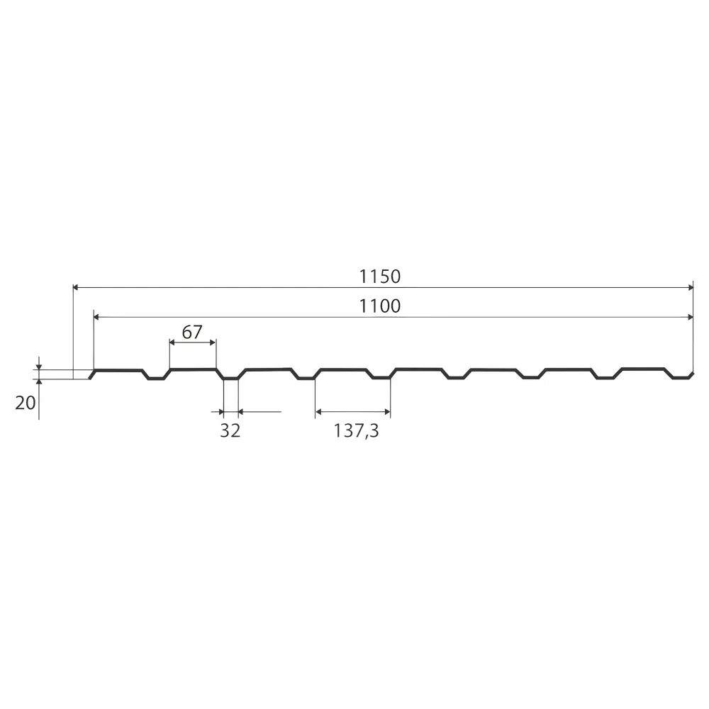 Профнастил С20 0.35 мм 2000x1150 мм RAL 9003 белый 84176943 STLM-2078582 Santreyd  - Вид №2