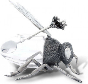 10648863 Vagabond House Чаша для меда с ложечкой и крышкой Vagabond House Пчела 180мл, стекло Стекло