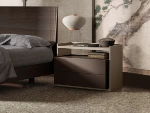 JESSE Прямоугольная прикроватная тумбочка из лакированной древесины с ящиками Icon