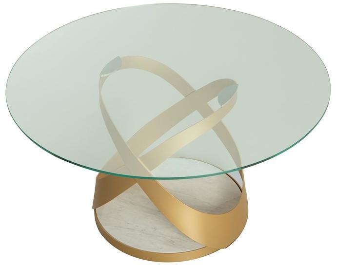 Tonin Casa Круглый стеклянный стол на металлической и мраморной основе  T8096  - Вид №1