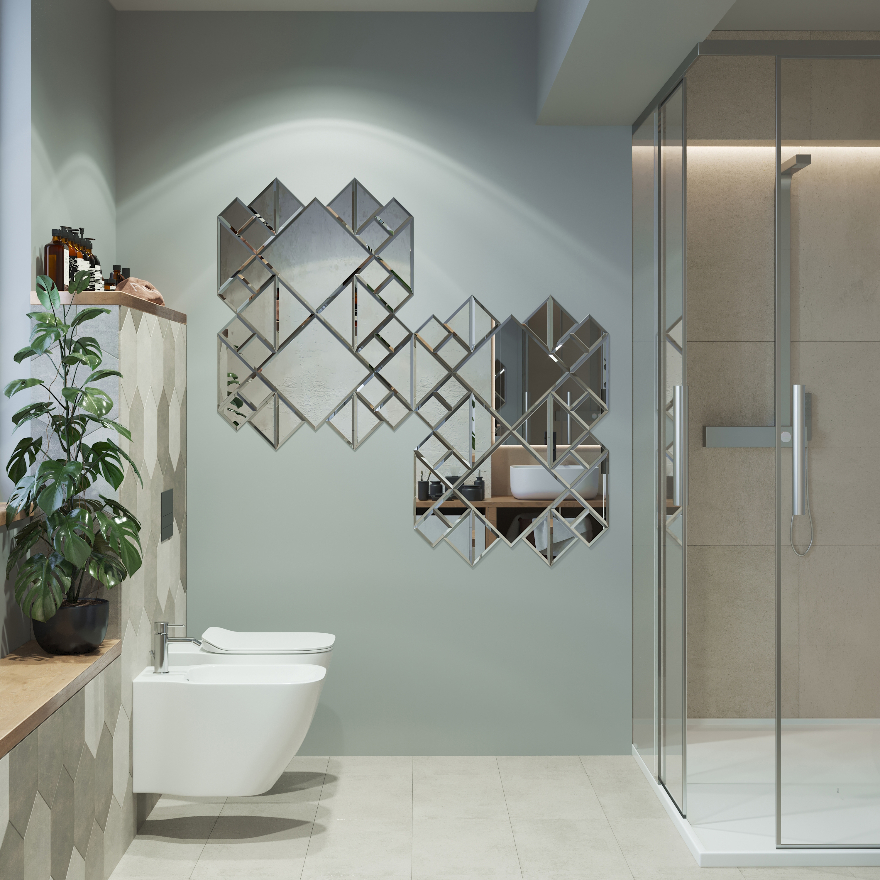 Зеркальная плитка SENSEA LM28 квадратная 20x20 см серебристая 82360912 STLM-0025409