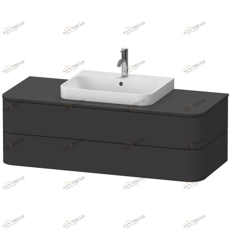 HP497208080 Тумбочка для подвесной консоли, для накладаной раковины Happy D.2 Plus, для накладной раковины Happy D.2 Happy D.2 Plus #HP4972 1300 x 550 мм Graphit Super Matt Duravit